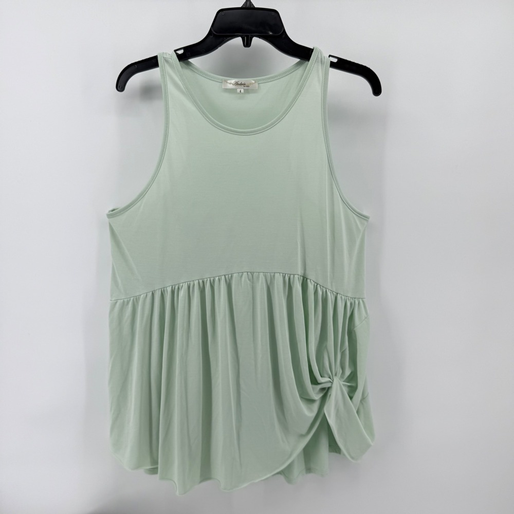 Andree by Unit Tank Top, Peplum, Knot Detail, Sleeveless, Casual, Green - Size L